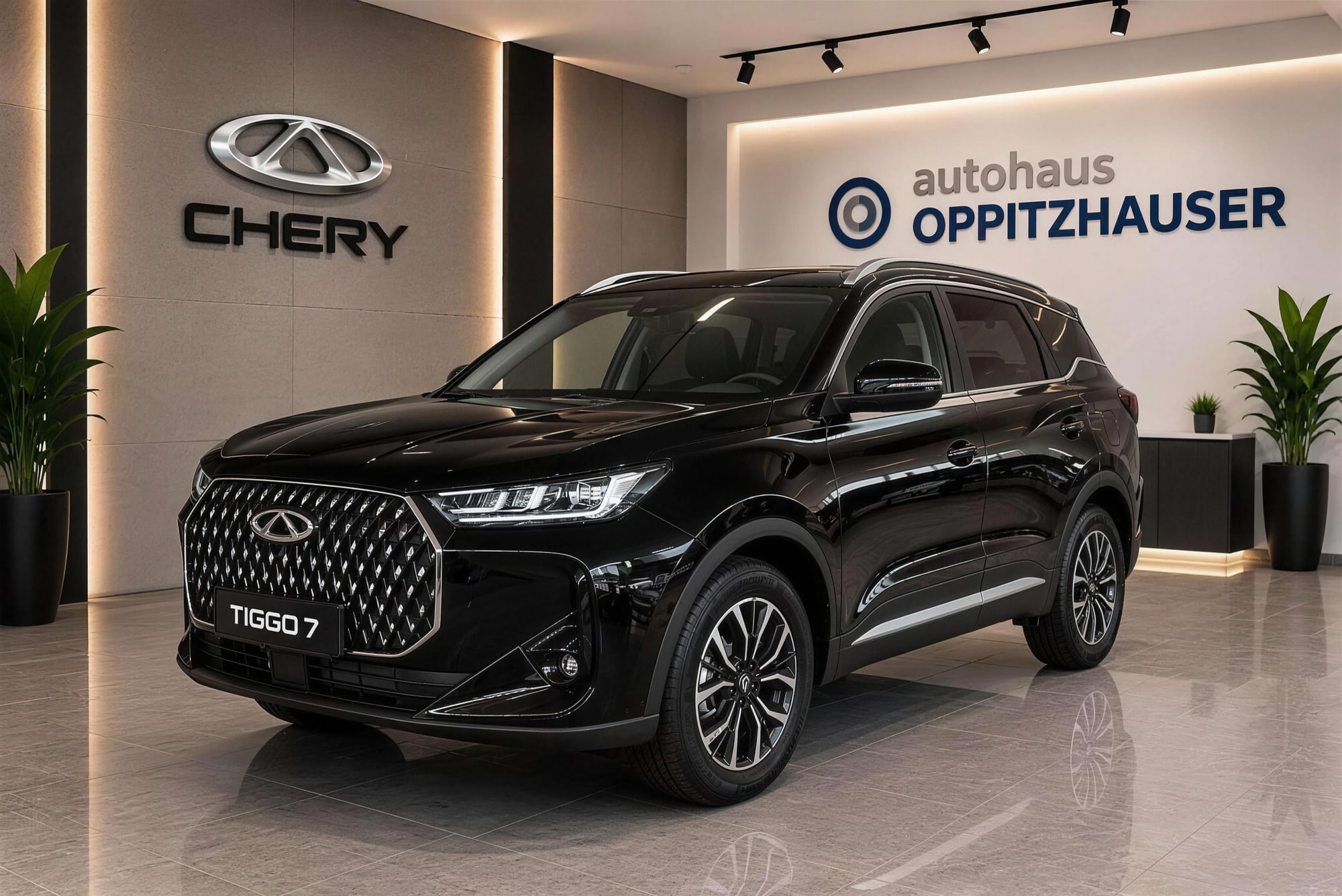 Chery in Schwarz im Schauraum