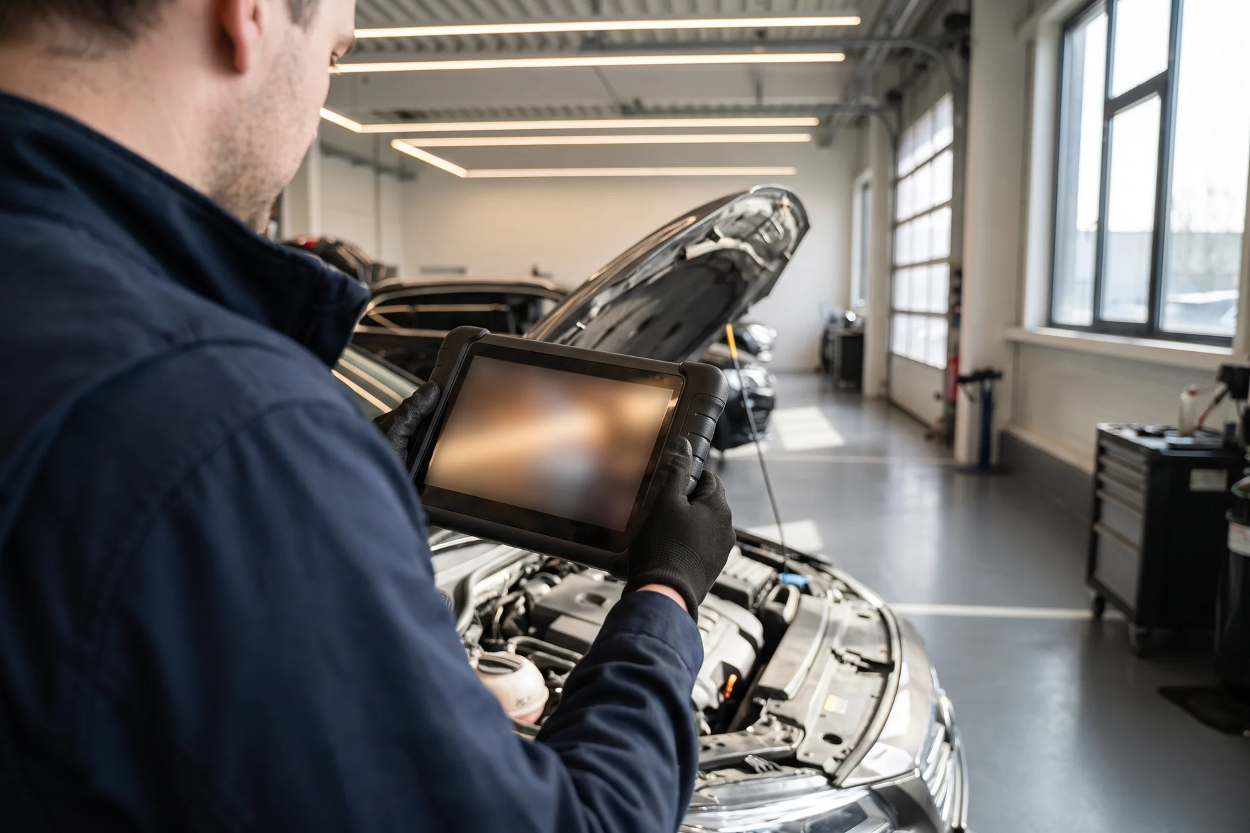 Diagnose am geöffneten Motorraum