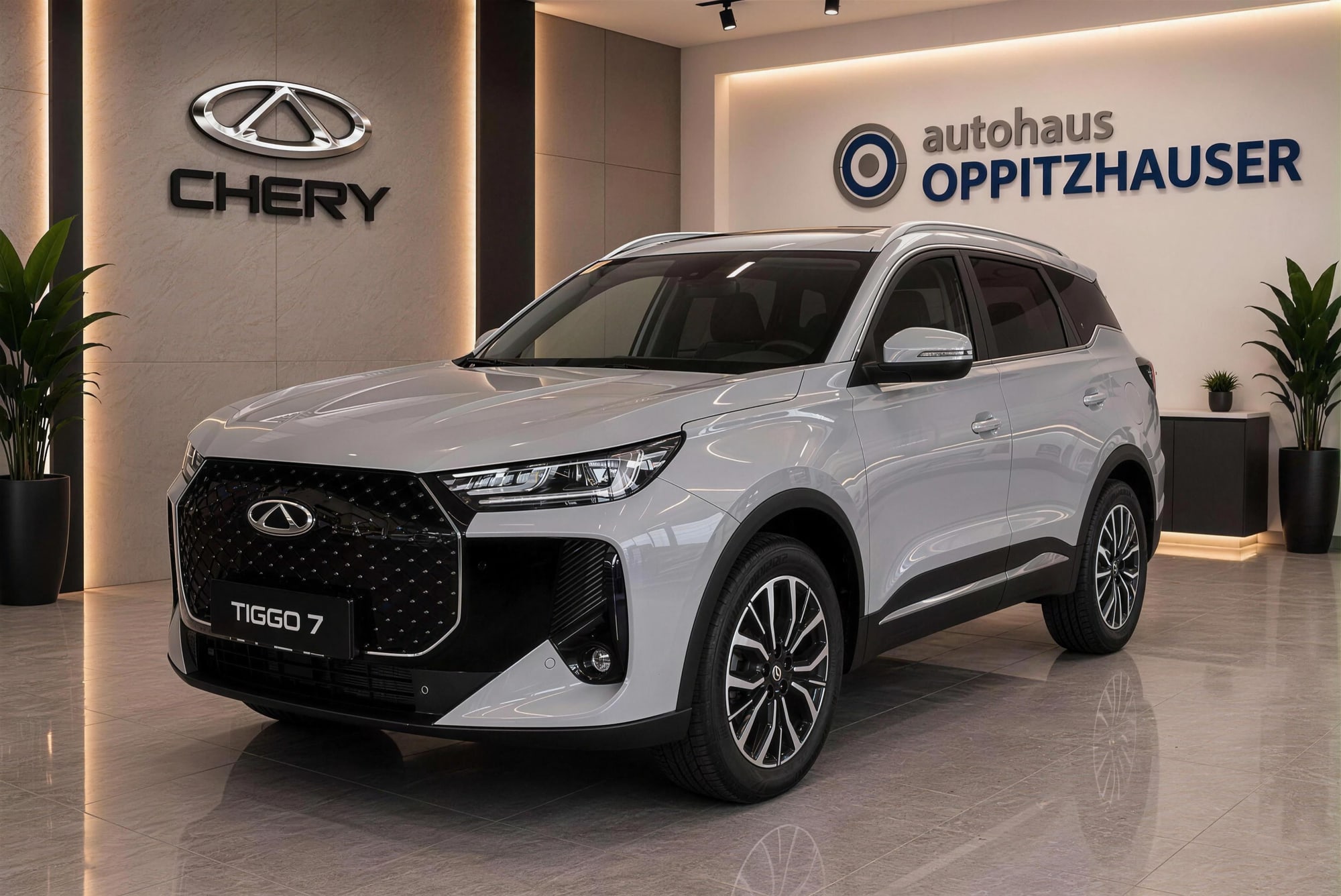 Chery in Grau im Schauraum