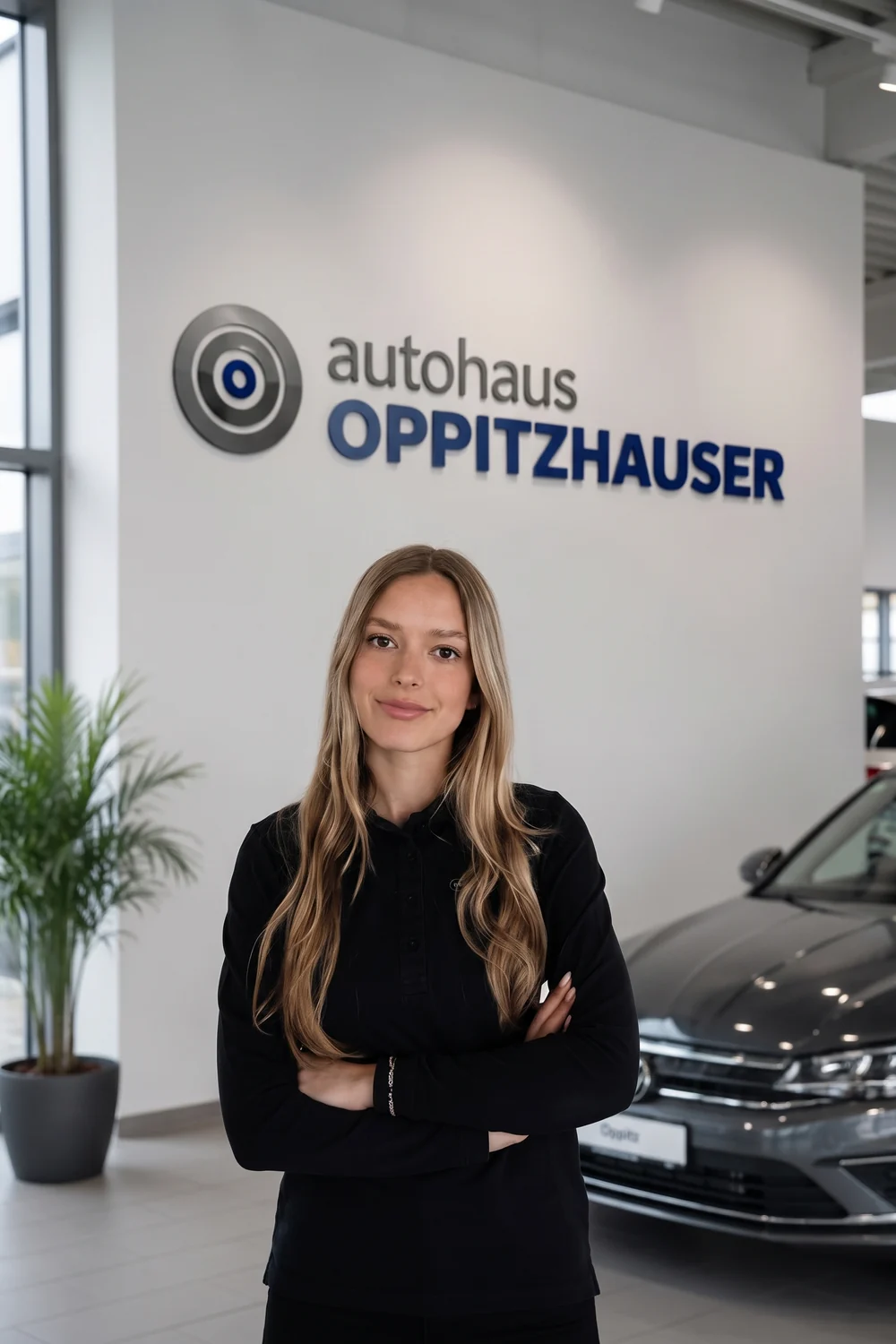 Mariella Oppitzhauser, Reparaturannahme beim Autohaus Oppitzhauser